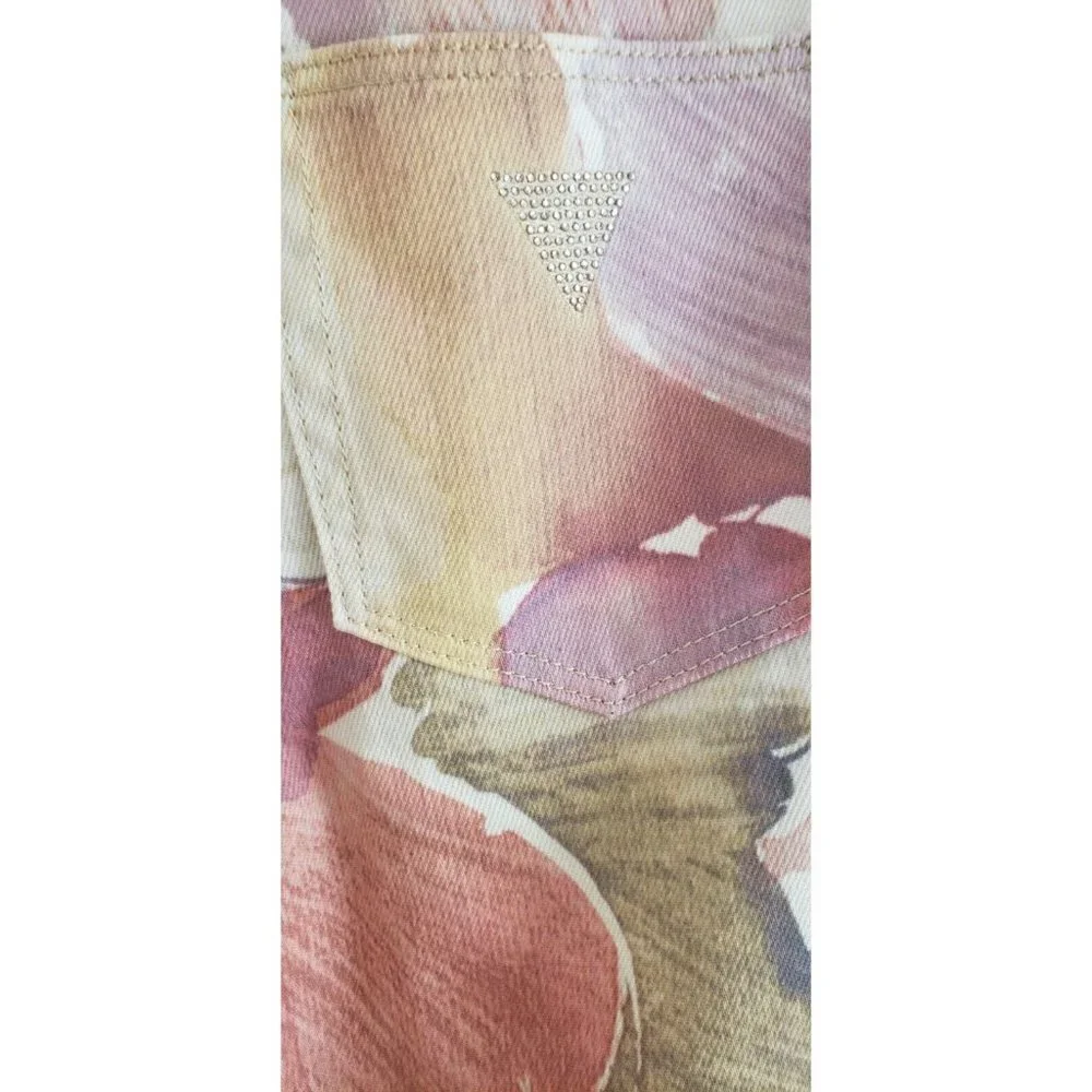 NWT GUESS GIRLY SEQUIN METRO FLOWER SKINNY JEANS W 25 - Picture 6 of 13